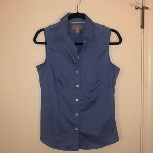Button down, collared,  sleeveless top